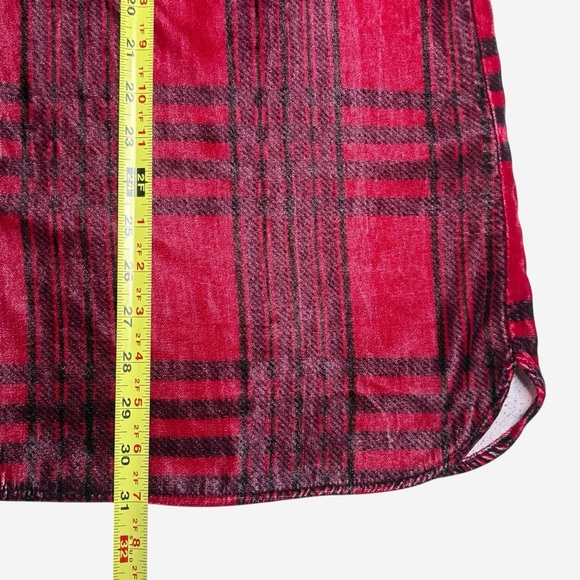 Soft Surroundings Velour Plaid Button Down Tunic Top Size L Long Sleeve - Picture 7 of 10